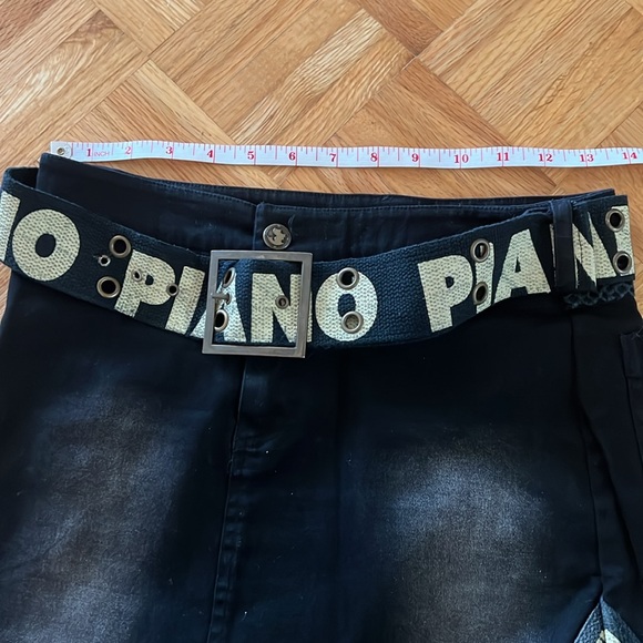 Pre-loved black denim midi skirt with belt - Picture 7 of 8